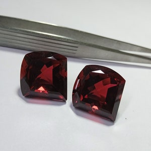 Blood Red Ruby Pair, Lab Created Corundum Gemstones, Fancy Cut (12X11X7.70MM)