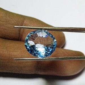 AAA Quality Natural Sky Blue Topaz Ovel Shape Concave Cut Gemstone, Calibrated Topaz Loose Gemstone For Making Jewelry 13x11x6.50MM