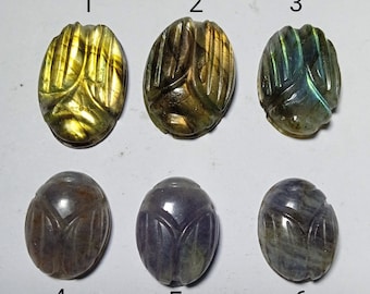 Beautiful Natural Labradorite & Highlight Sun Stone Scarab Carved. Moonstone Scarab Cut-Carving Gemstone Jewelry Making Ring Pendant