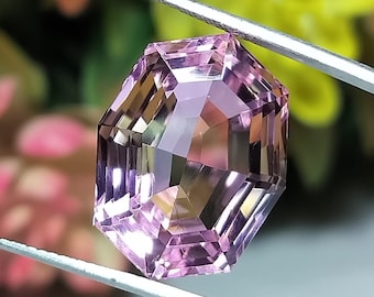 Pink Corundum Gemstone: 14X10MM Faceted Step Cut, Lab Created Sapphire