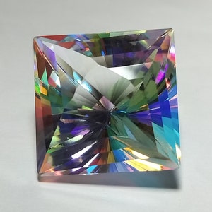 Doublet Magical Mystic Topaz Square 21.80x21.80x18.20MM Fantasy Cut Rear Cut Jewelry Making Pendant Size Loose Gemstone