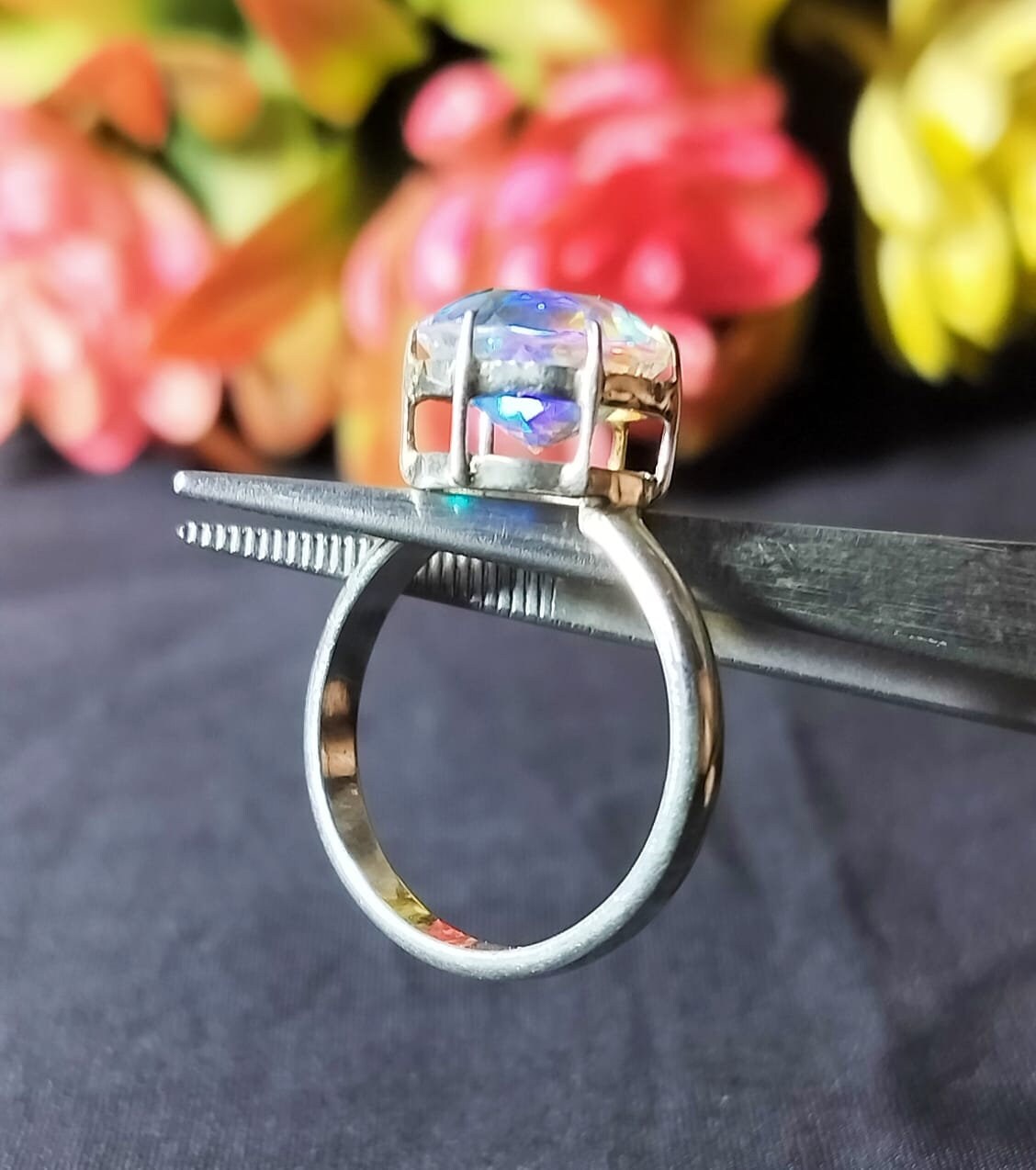 Bague En Argent Avec Topaze Mystique 10x7 Mm - Taille 57 - Neuf Sans Emballage