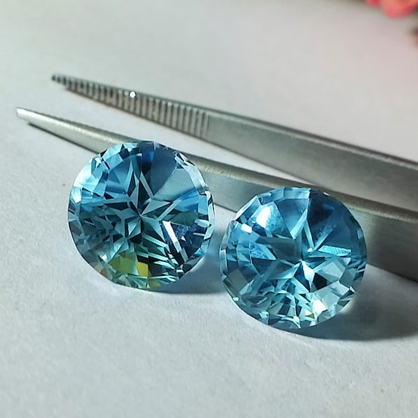 100% Natural Blue Topaz Round Moon Shape 10X10X7.20MM Rear Cutting Like Moon And Star Cut Beautiful Pendant Ring Loose Gemstone Birthstone