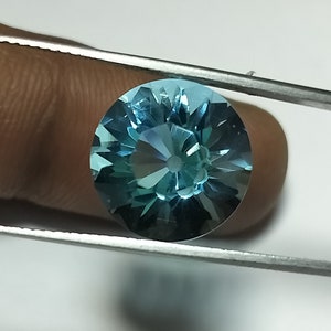 100% Natural Blue Topaz  Round Shape 10X10X7.40MM Sun Flower Cut Loose Gemstone Fantasy Cut Gemstone Gem Birthstone
