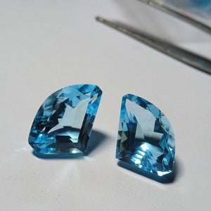 AAA Quality Lab created Blue Topaz Fancy Shape Pair 14X9X6MM Gemstone Faceted Cut Loose Gemstones jewelry making Ear Ring Pendant