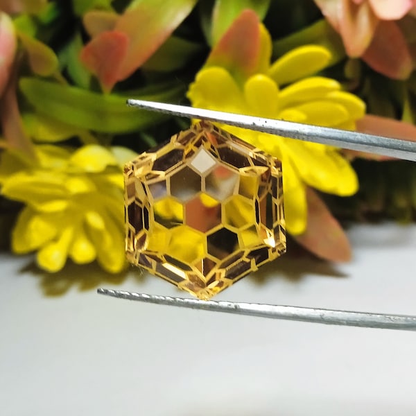 Lab Created Morganite Gemstone: AAA Hexagon Cut, 13Ct Loose Stone