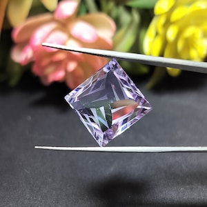 Beautiful Cut 100% Premium Pink Amethyst Square Shape 14X14X9.40MM Unique Cut Gem Pixel Cut Faceted Cut Loose Gemstones Jewelry Fantasy Cut