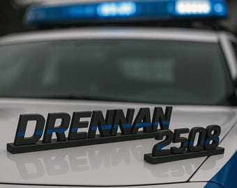 Personalized Blue Line Badge Name/Number