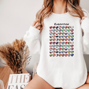 Long Sleeve T-shirt - Eurovision, Eurovision Flags Unisex Tee Gifts for Her Gifts for Mom Eurovision Gift Custom Design
