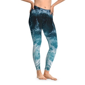 Women's Leggings - Water Leggings, Wave Leggings, Beach Leggings, Ocean Water Leggings, Leggings Pattern, Leggings Women