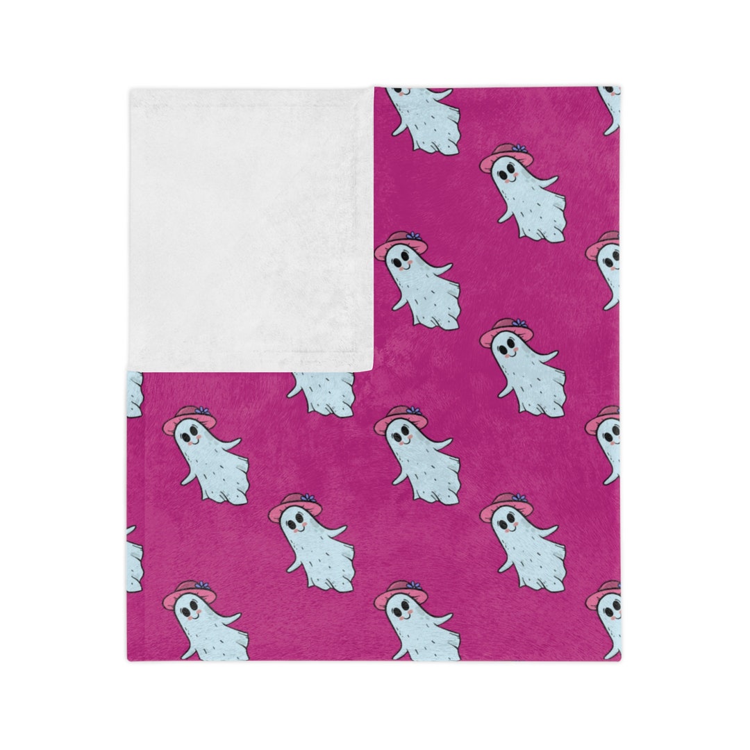Pink Ghost Blanket Pink Halloween Decor Velveteen Minky Etsy
