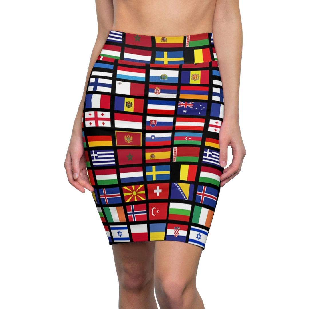 Women's Pencil Skirt Eurovision Flags, Flags of Eurovision