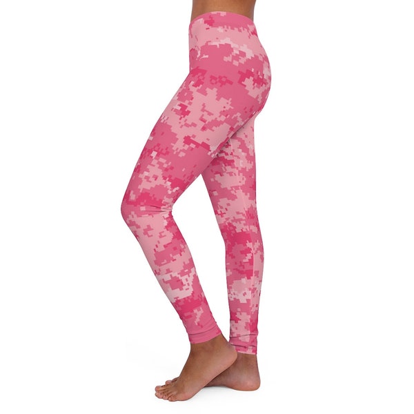 Leggings de mujer - Leggings de camuflaje rosa, leggings rosas, leggings de Spandex Yoga, All Over Print