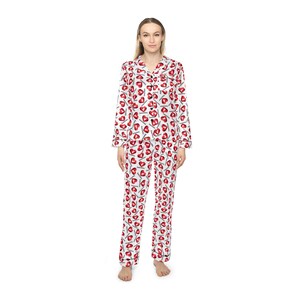 Women's Satin Pajamas - Eurovision Print, Custom Design Pattern, Gift for Her, Comfortable Leisure Wear **FREE SHIPPING USA Only **