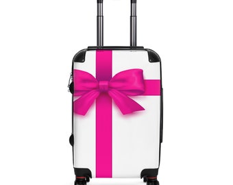 Stylish Traveller Hot Pink Bow Suitcase Gift for Her Gift for Him Gift for Mom Custom Design