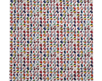 Eurovision Heart Flags Pattern Tablecloth | Cotton Twill, Sizes 58' x 58' or 58' x 102'