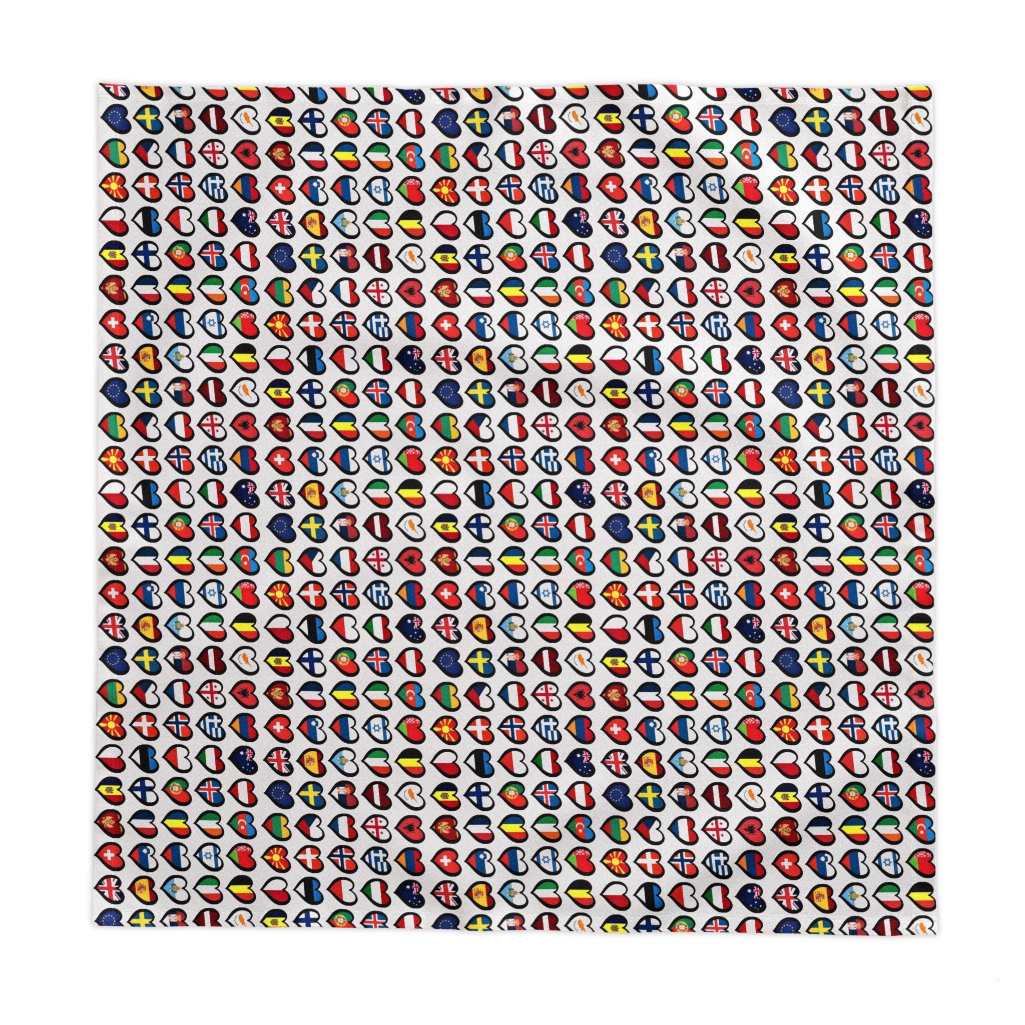 Eurovision Heart Flags Pattern Tablecloth | Cotton Twill, Sizes 58' X ...