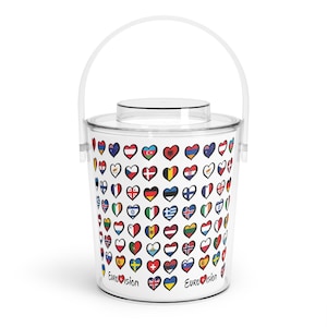 Ice Bucket, Eurovision Switzerland 2025, with Acrylic Tongs 3, Gift for Her, Gift for Him, Custom Design  ** FREE SHIPPING - USA Only **