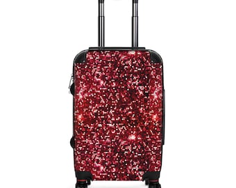 Stylish Traveller Red Sequin Print Pattern Suitcase Gift for Her Gift for Him Gift for Mom Custom Design