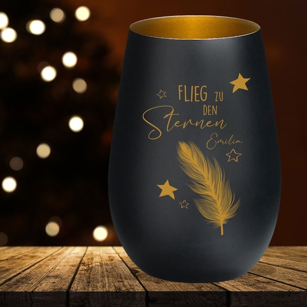 Trauerlicht | Lantern | Star child engraved with desired name