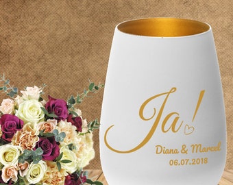 Windlicht | Hochzeit | Geschenkidee individuelle Gravur mit Namen und Datum