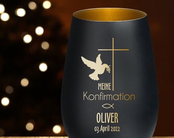 Lantern Confirmation | Communion | Confirmation with dove, cross and fish and personal engraving