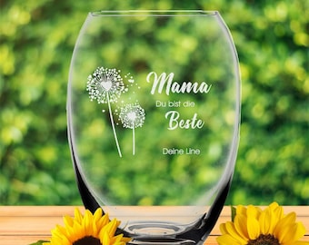 Vase für deine Mama passend zum Muttertag oder Geburtstag mit persönlicher Gravur