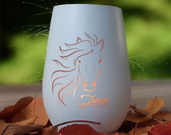 Lantern individually engraved with a horse's head and name