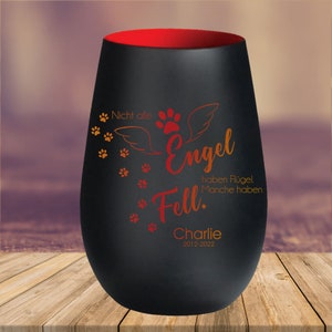 Lantern Dog Trauerlicht Reminder Souvenir with personal engraving schwarz-rot