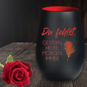 Mourning Light Lantern Memory Souvenir with Engraving schwarz-rot