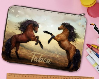 Pencil case filled with horse design for back to school