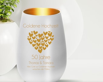 Lantaarn gegraveerd met naam en datum, geweldig cadeau-idee voor een gouden huwelijksverjaardag