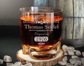 Personalized whiskey glass with engraving