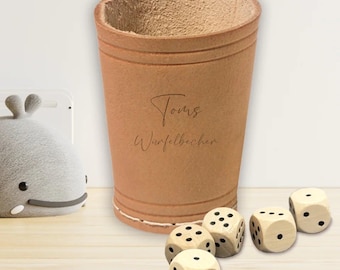 Individueller Würfelbecher Leder mit Gravur