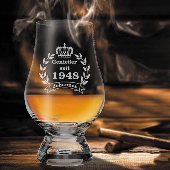 Engraved nosing whisky glass for birthday
