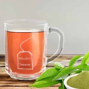 Leonardo tea glass personalized with engraving of a tea bag and name