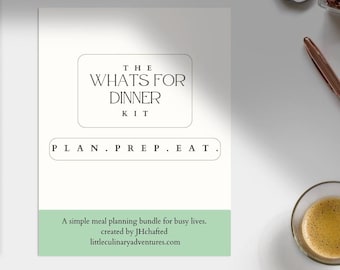 the “what’s for dinner” Starter Kit – Meal Planner Bundle, Recipe Cards & Grocery List Printable