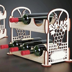 Supporto per bottiglia di vino, modello per taglio laser, file cdr