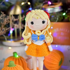 PDF File Amigurumi doll pattern crochet Yellow Hair Amigurumi doll in English (US terms)