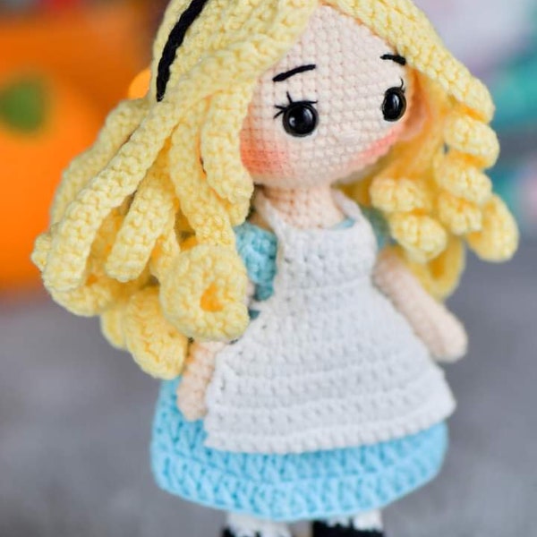 PDF File Alice in wonderland amigurumi doll pattern crochet Amigurumi doll in English (US terms)