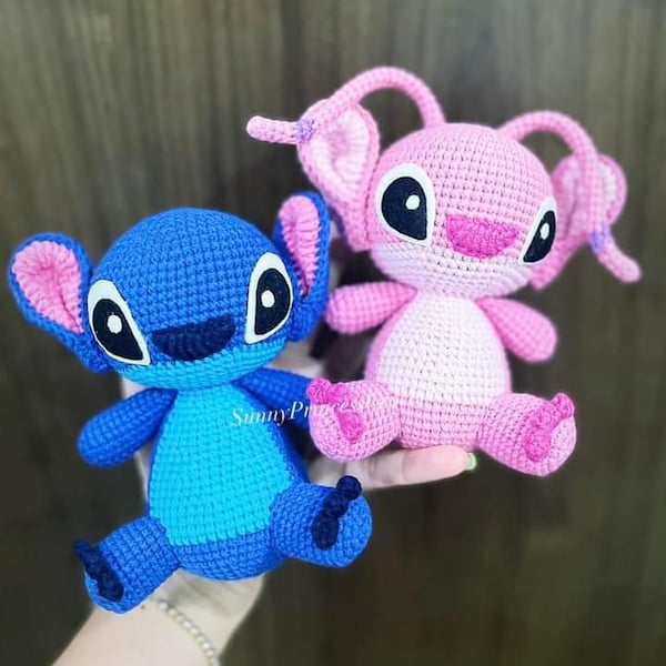 PDF File Amigurumi Stitch and Angel pattern crochet Stitch Amigurumi in English and Dutch (US terms)