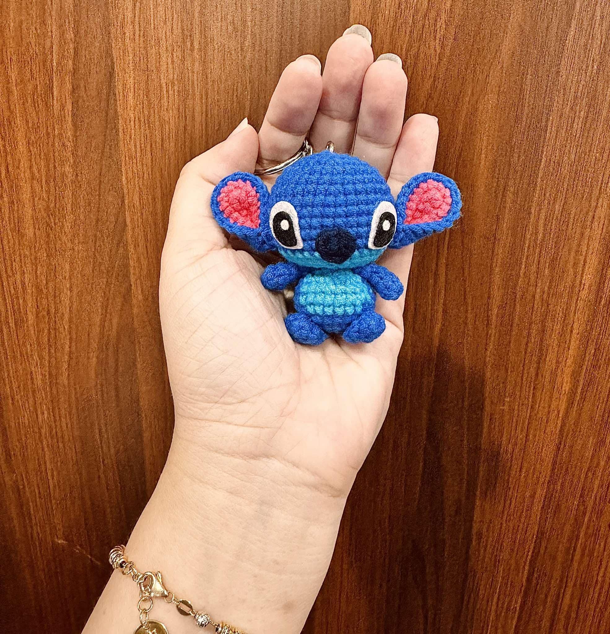 PDF File Amigurumi Mini doll keychain pattern, crochet Blue Alien Amigurumi in English (US terms);