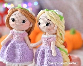 PDF File Amigurumi doll pattern crochet Princess Amigurumi doll in English (US terms)