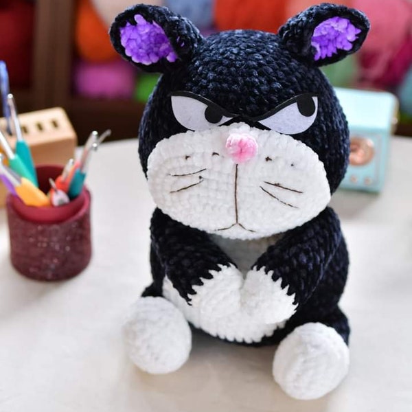 PDF File Amigurumi Lucifer cat pattern/ crochet cat Lucifer from Cinderella Amigurumi kitten / Amigurumi Cat Pattern(US terms)