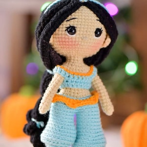 PDF File Amigurumi Jasmine doll pattern crochet Princess Amigurumi doll in English (US terms)