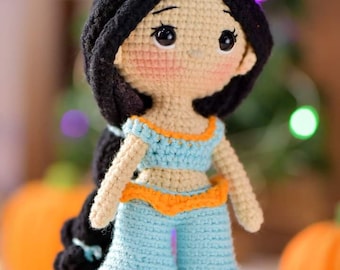 PDF File Amigurumi Jasmine doll pattern crochet Princess Amigurumi doll in English (US terms)