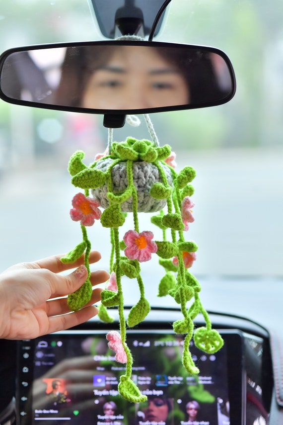 Lurrose Häkelnadeln Boho-autozubehör Zubehör Zum Aufhängen Von Autospiegeln  Frühlingsblume Häkeln Gehäkelte Hängepflanze Dekor Häkelanhänger