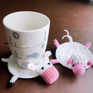 PDF Crochet Pattern Cute Little Sheep Animal Coaster image 2