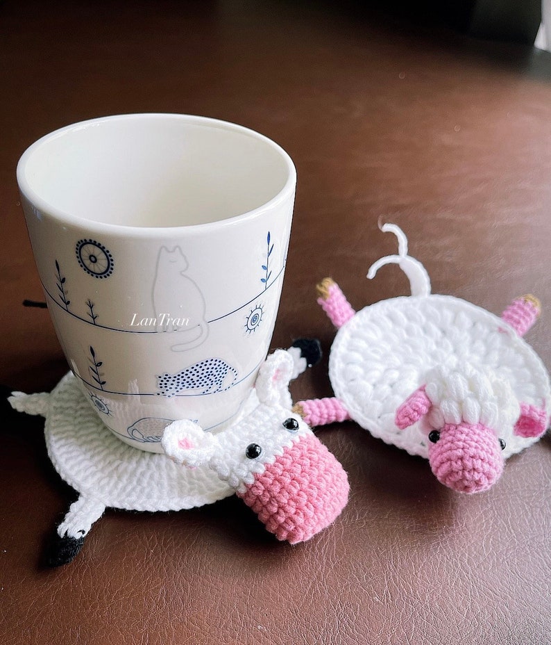 PDF Crochet Pattern Cute Little Sheep Animal Coaster image 2