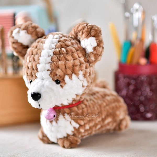 PdF File LOW SEW Amigurumi Corgi Dog crochet Amigurumi / Amigurumi Corgi Pattern(US terms) - instant download